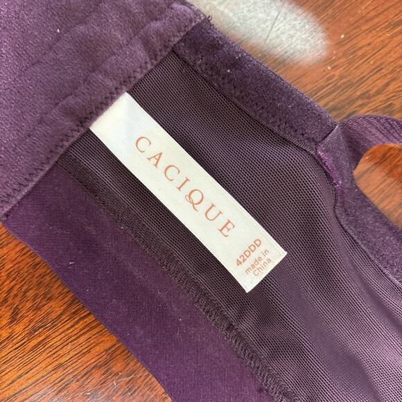 Lane Bryant Cacique Bra Size 42DDD Lightly Lined Balconette Purple Satin Wired - Picture 5 of 9